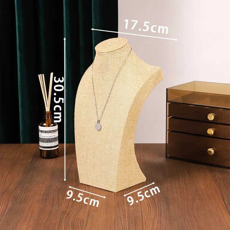 Présentoir Collier Coton Lin Beige