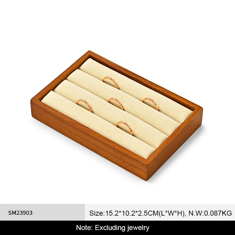 Plateau Bague Bois Velours Bijouterie