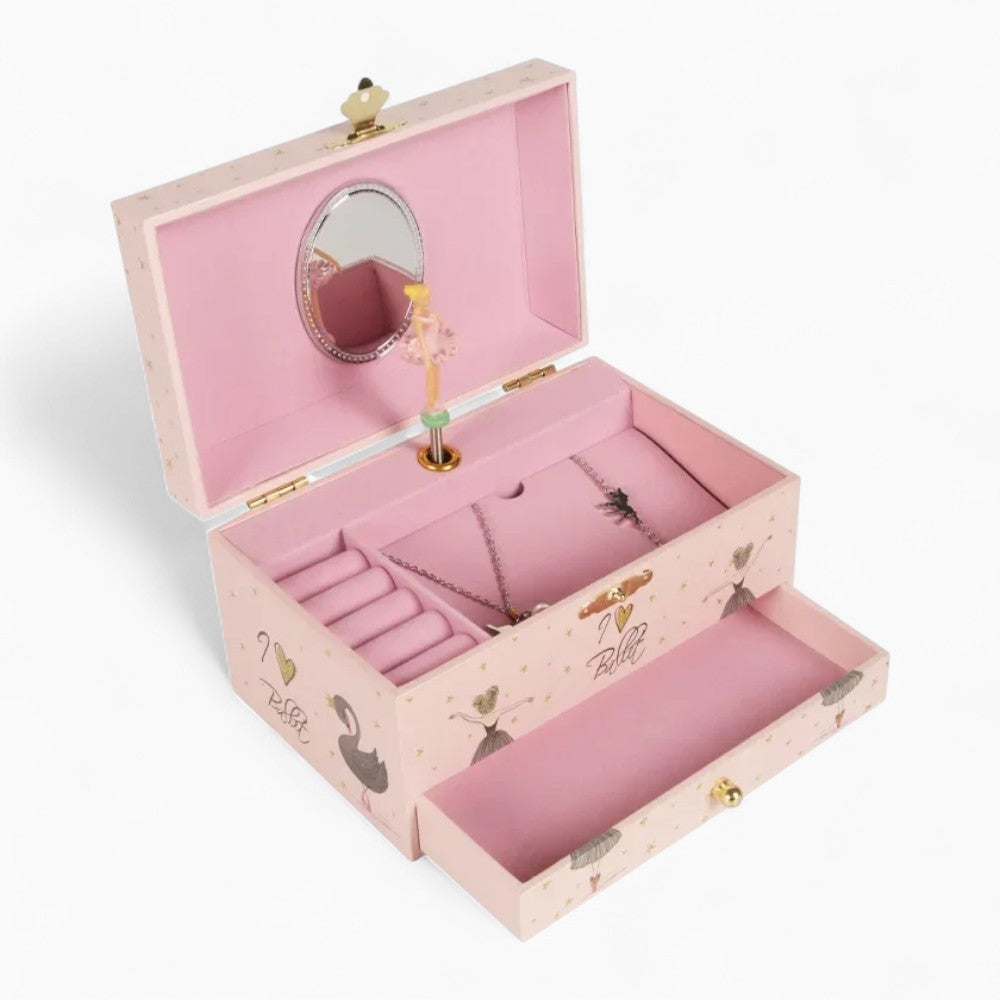 Boîte à Bijoux Musicale Bois Danseuse Miroir
