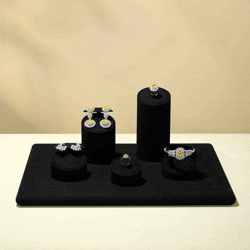 Presentoir Bijoux Noir Microfibre Vitrine Comptoir