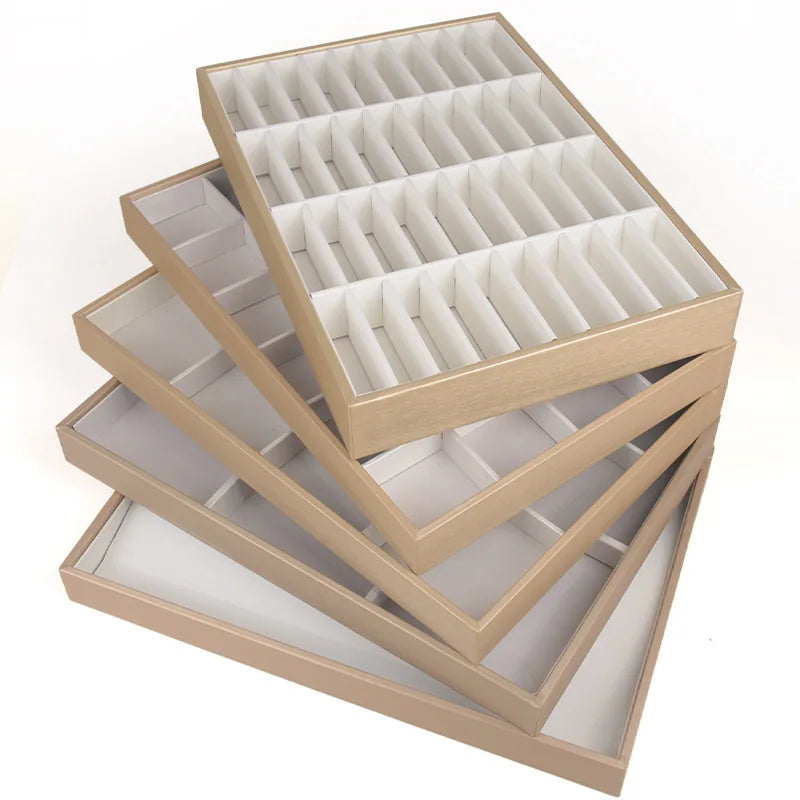 Plateau Bijoux Cuir Empilable Séparateurs Modulaire
