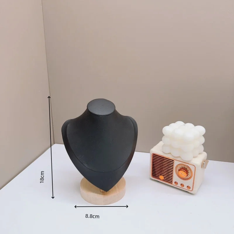 Présentoir Collier Buste Velours Bois