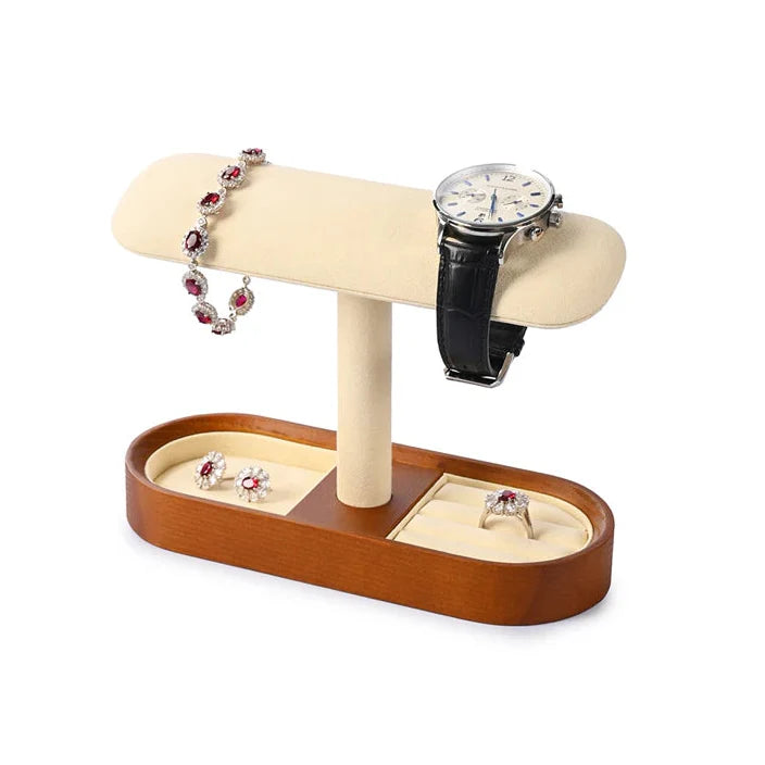 Présentoir Montre Bois Massif Simple Double Tiroir