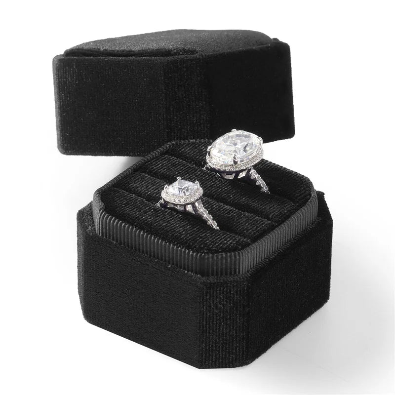 Boite Bagues Velours Mariage 3 Compartiments
