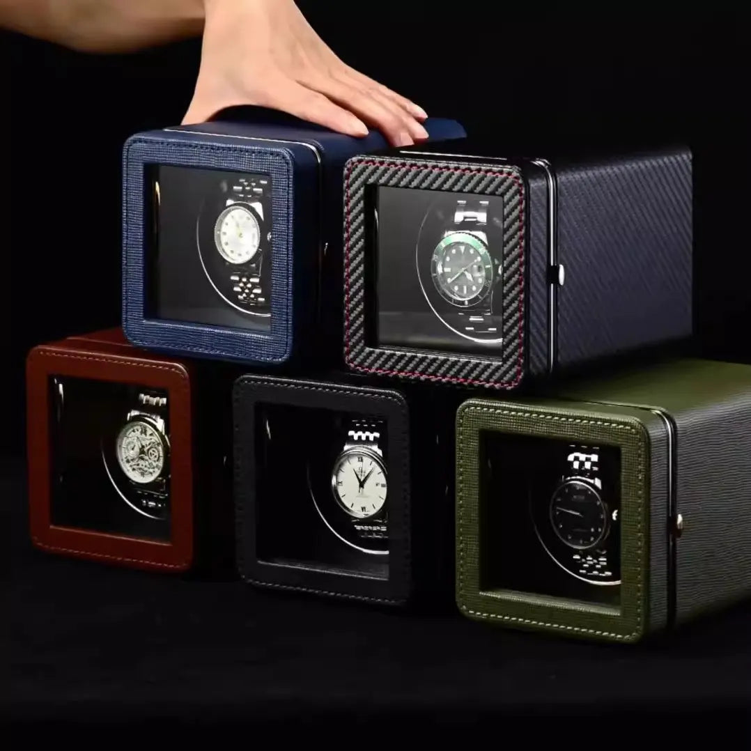 Remontoir Montre Cuir Rotatif Automatique Vertical