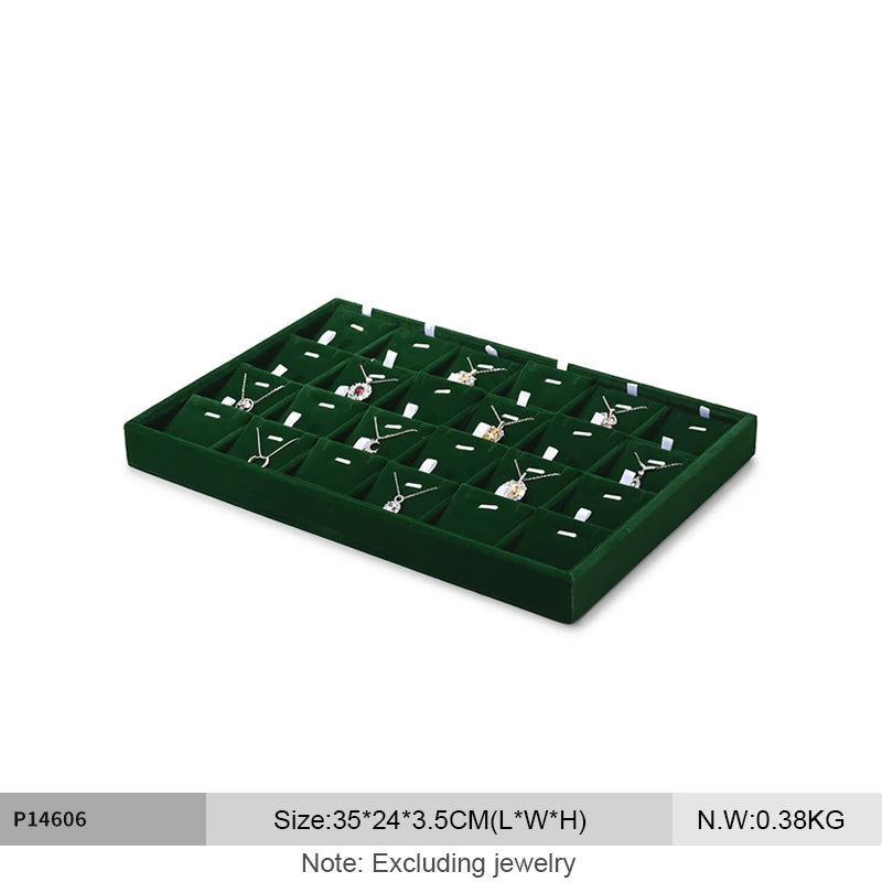 Plateau Bijoux Velours Vert Multi-Configurations