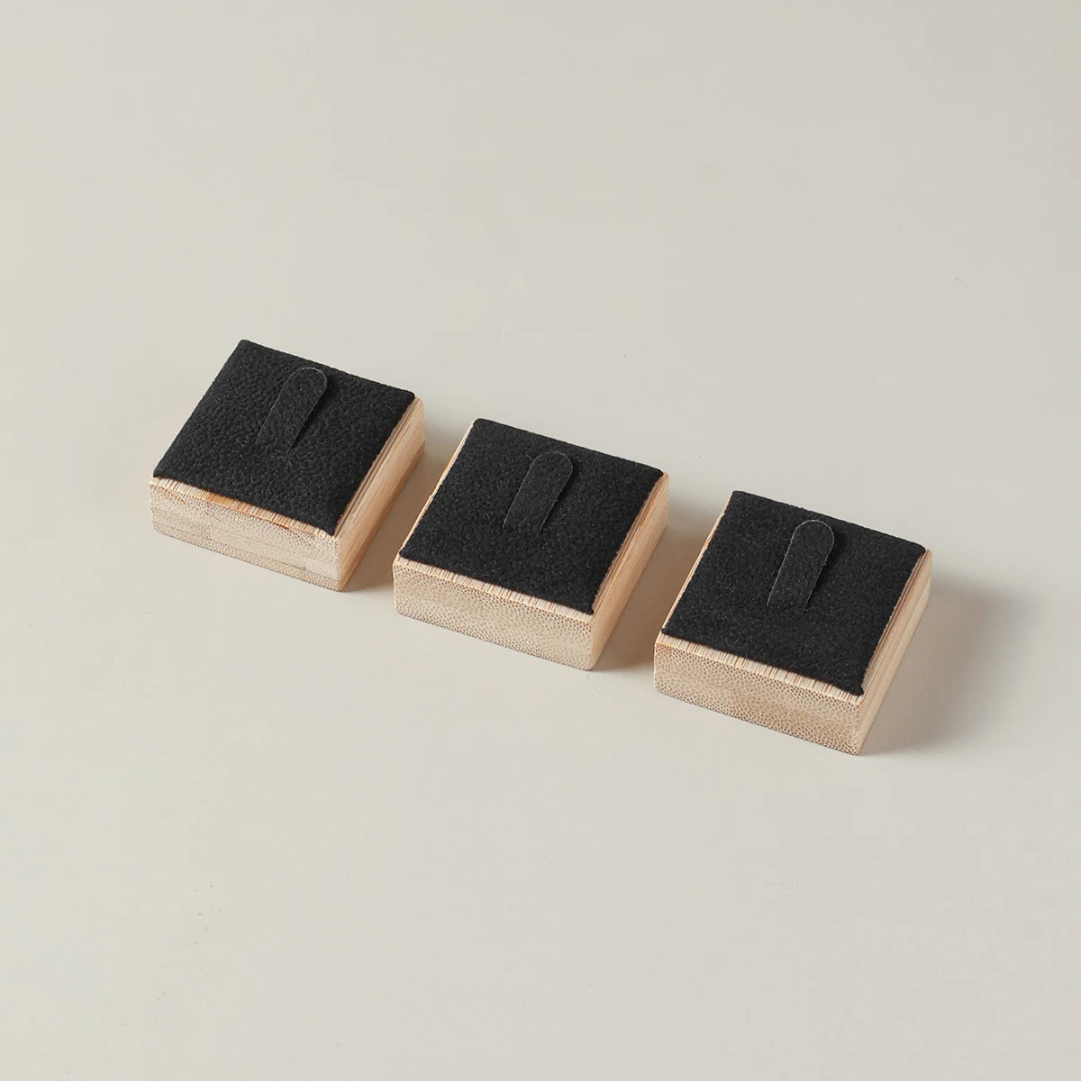 Porte-Bague Velours Bois Mariage Voyage Bijoux