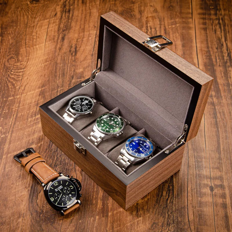 Boîte Montre Bois Noyer Sans Vitrine 3 à 10