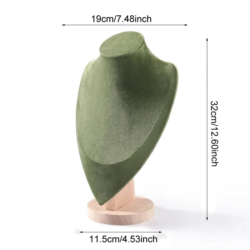 Présentoir Collier Velours Vert Bois