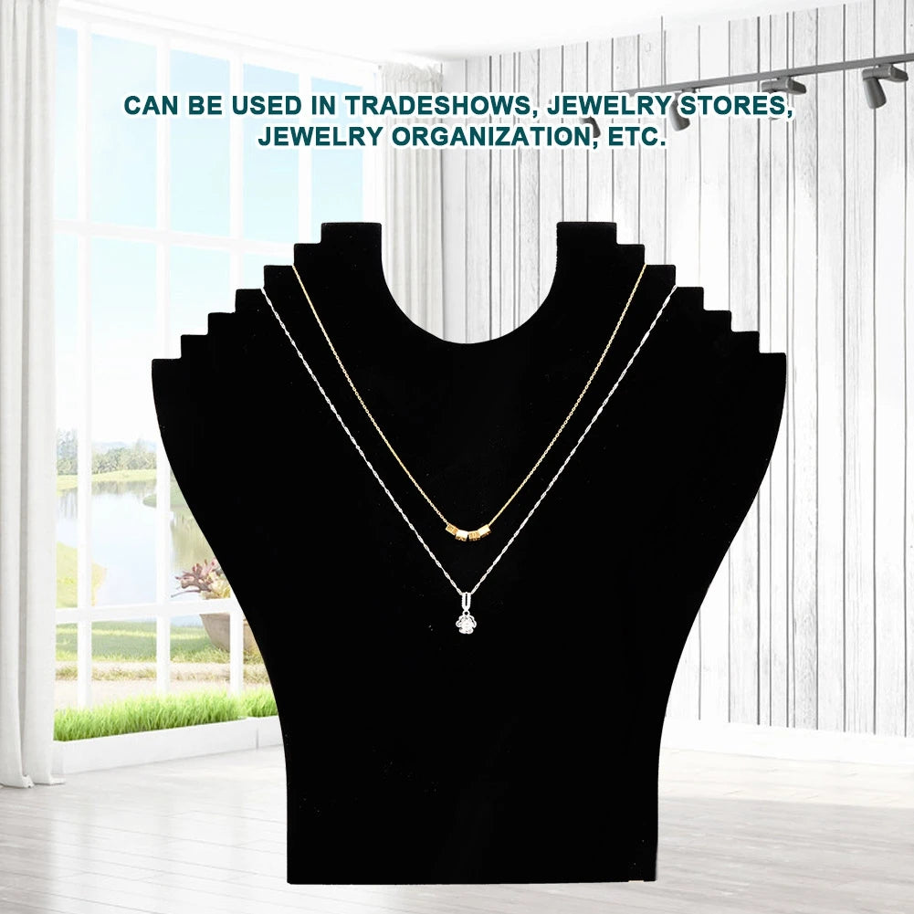 Présentoir Collier Buste Velours Noir T-shirt