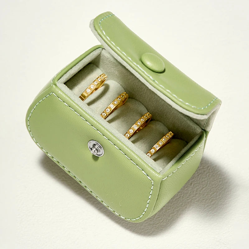 Boîte Bague Cuir Voyage Compact Portable