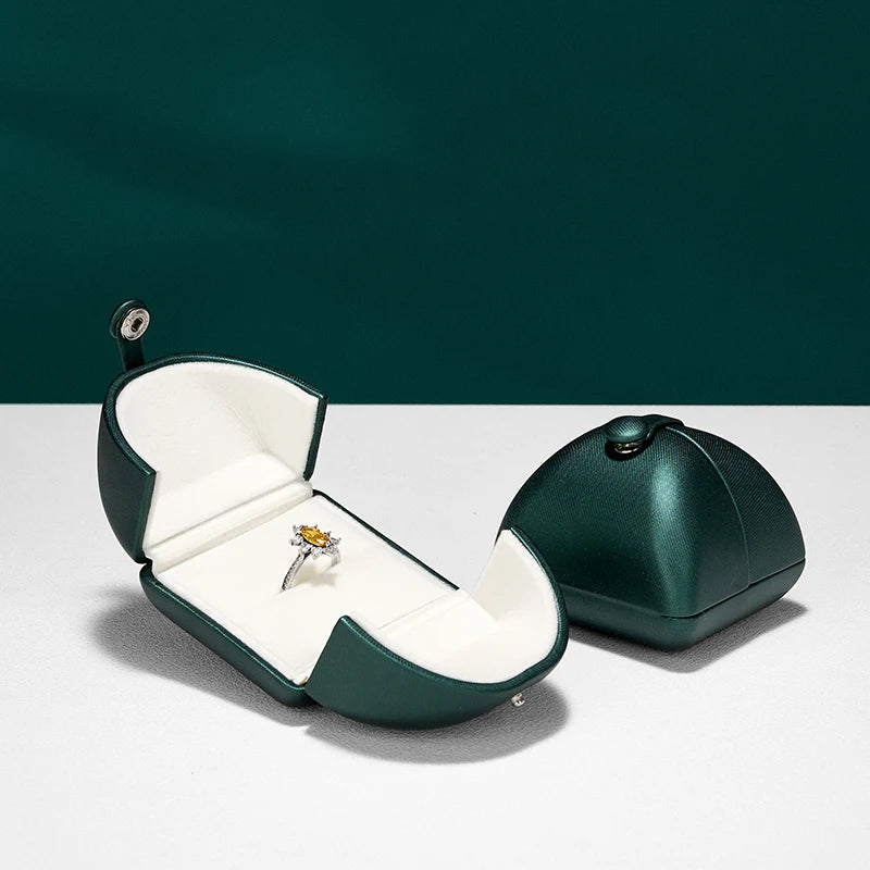 Boîte Bijoux Cuir Vert Mariage Premium