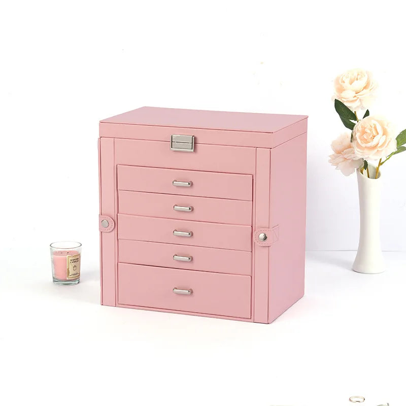 Armoire Bijoux Velours Grande Capacité 6 Niveaux