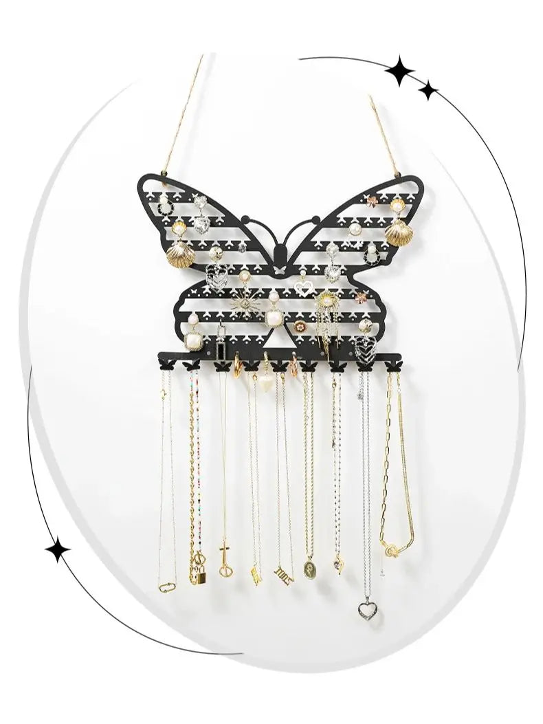 Présentoir Collier Mural Métal Papillon Décoratif