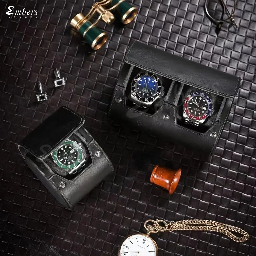 Étui Montre Cuir Rouleau Voyage Luxe