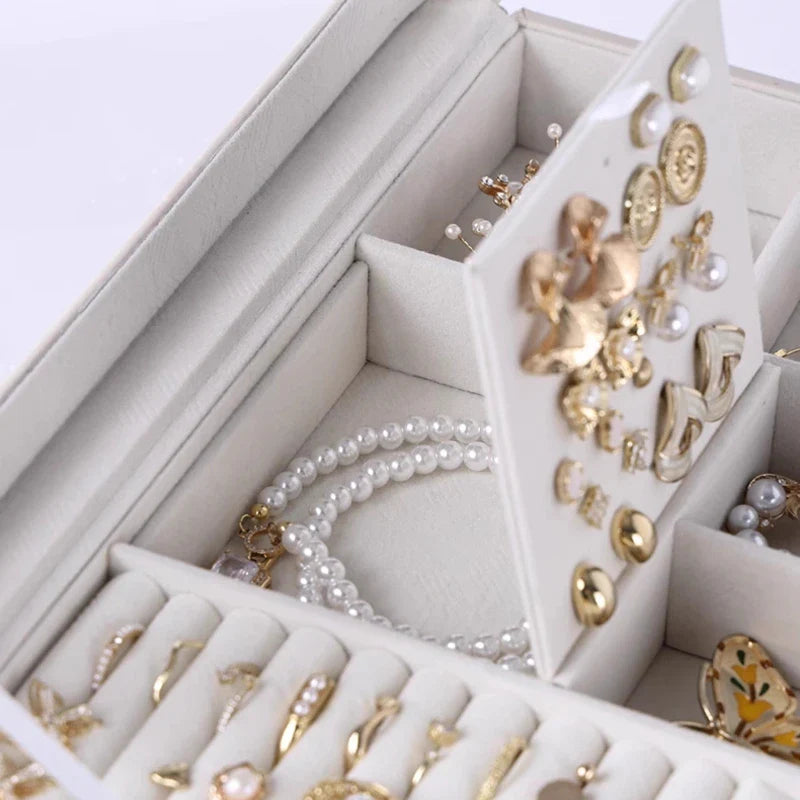 Boîte Bijoux Cuir Beige Grande Modulable
