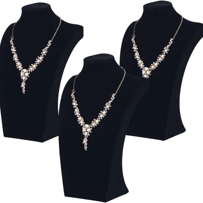 Présentoir Collier Buste Velours Toile de Jute