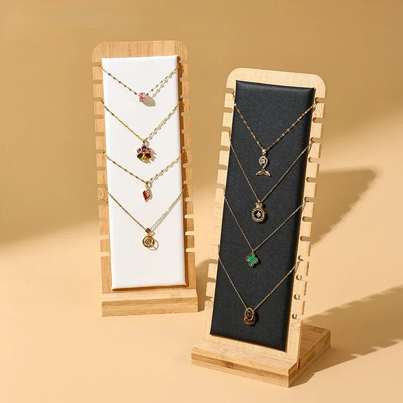 Porte Collier Bois Bambou Vitrine Détachable