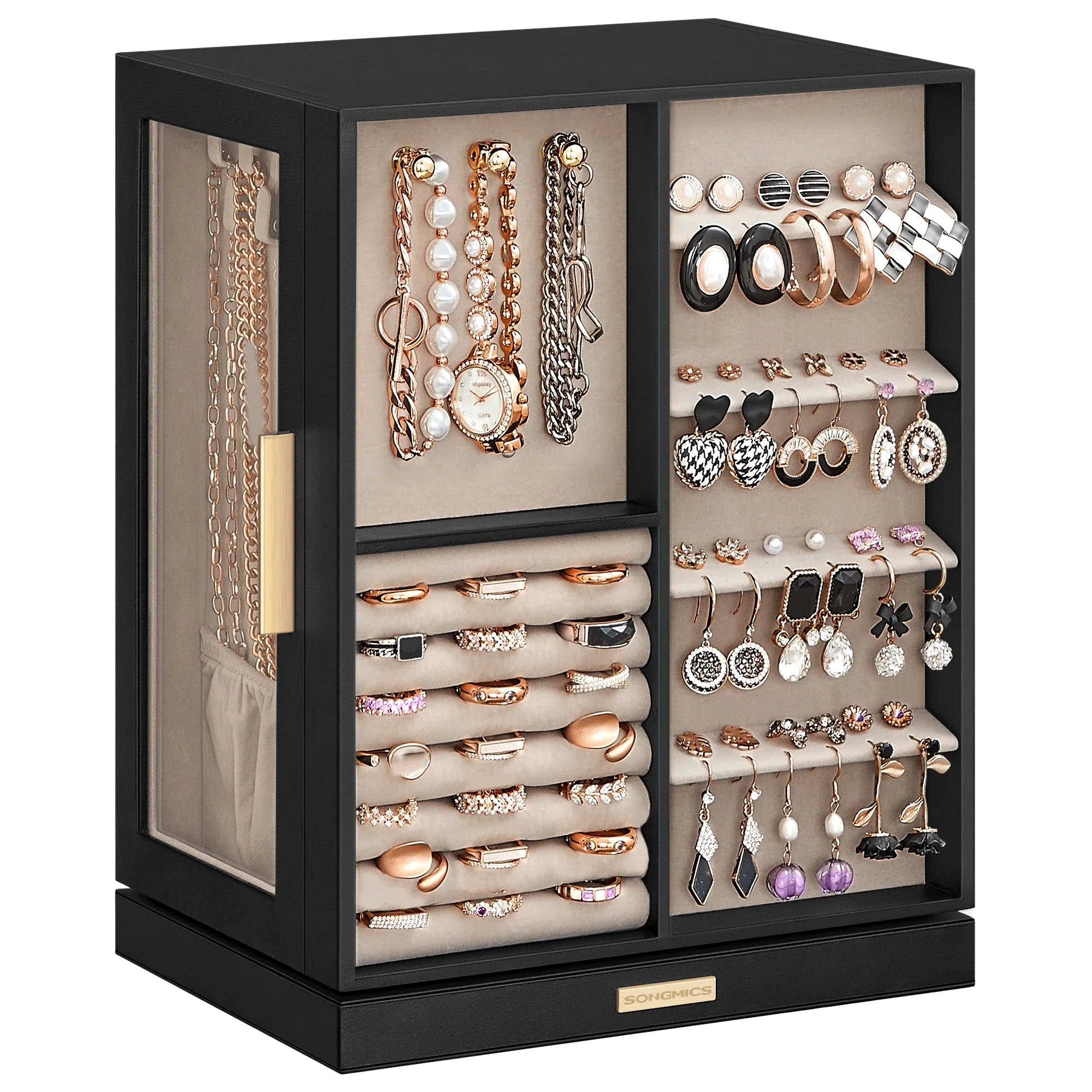 Armoire Bijoux Velours Pivotante 360 Degrés