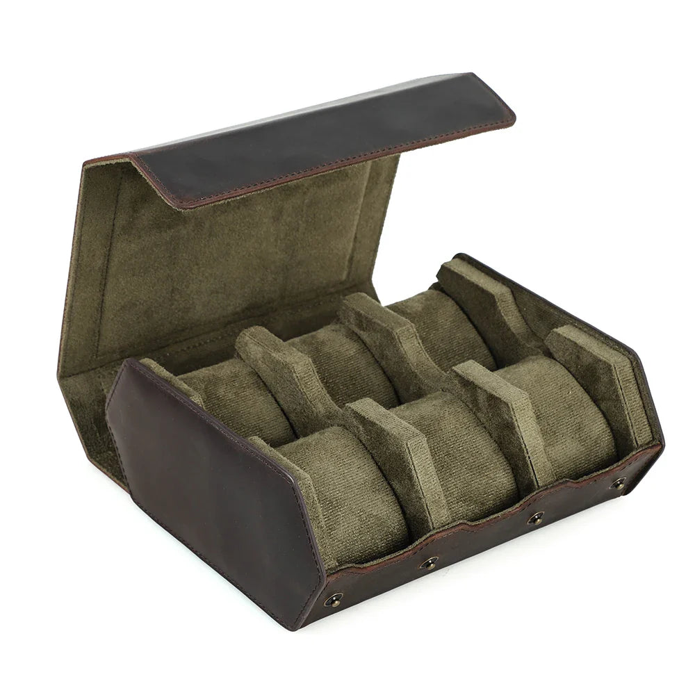 Etui Hexagonal Cuir 6 Montres