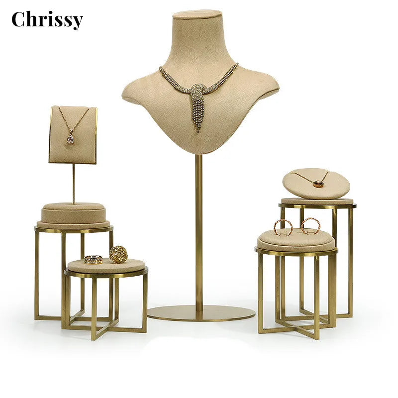 Ensemble Métal Beige Organisateur Bijoux Anneau Collier