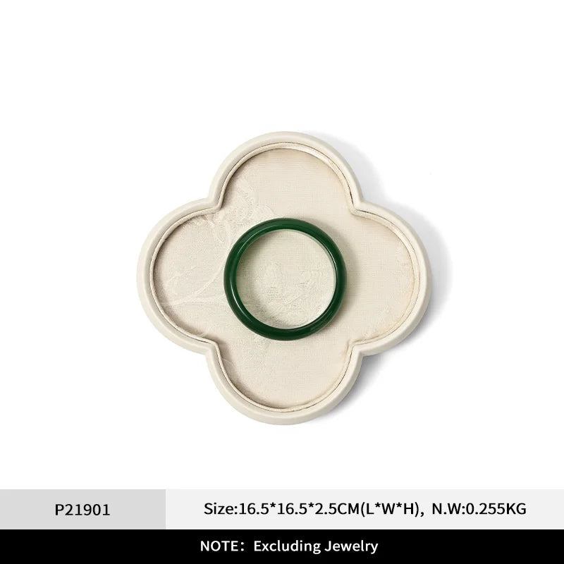 Plateau Bijoux Velours Beige Style Chinois