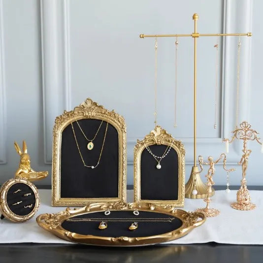 Présentoir Bijoux Velours Noir Cadre Vitrine