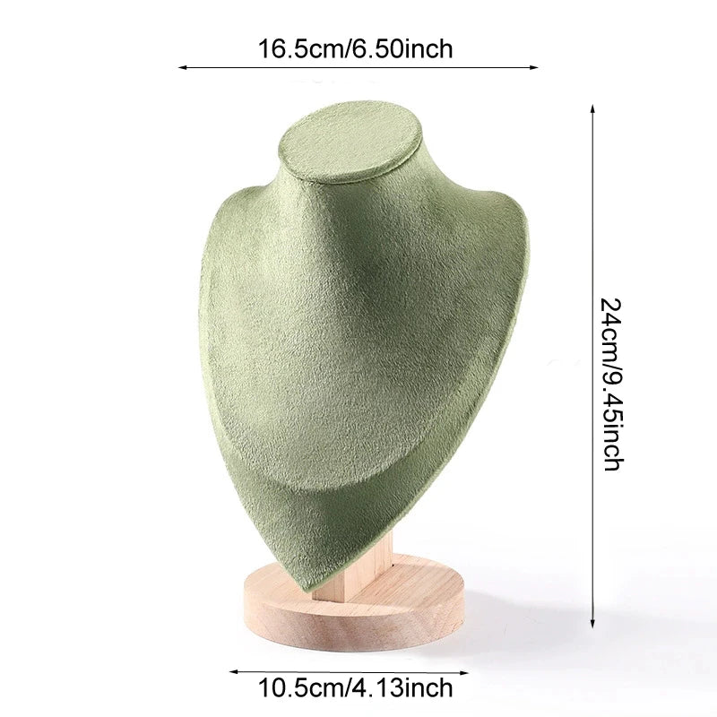 Présentoir Collier Velours Vert Bois