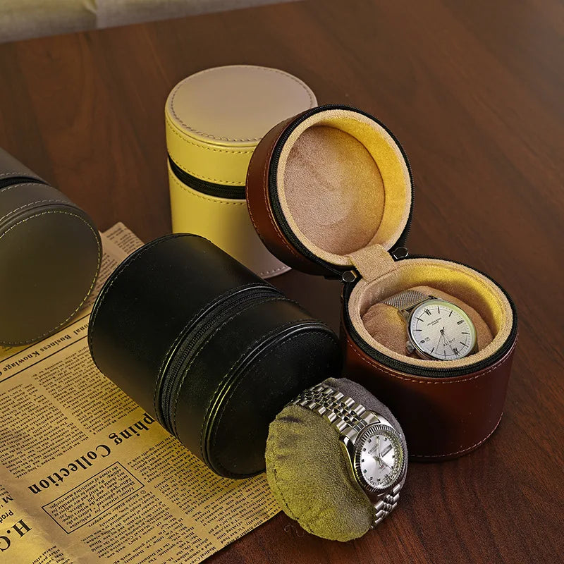 Étui Montre Cuir Voyage Zippé Compact