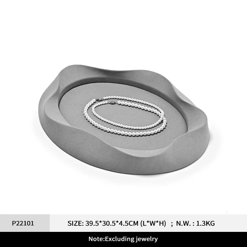 Plateau Velours Microfibre Multi-Bijoux 39cm Gris