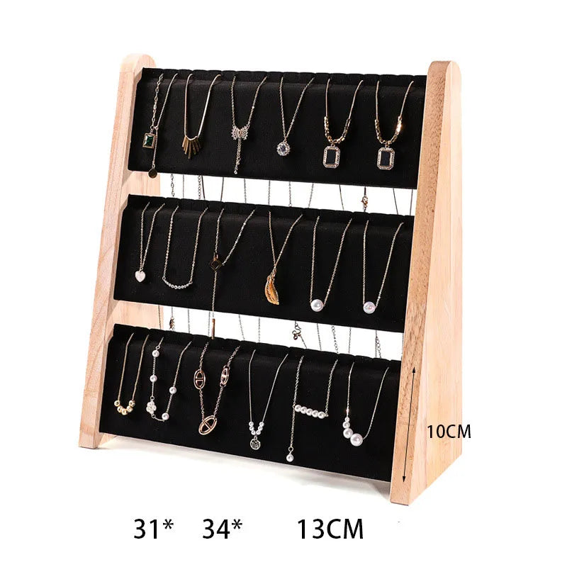 Présentoir Bois 3 Couches Collier Pendentif
