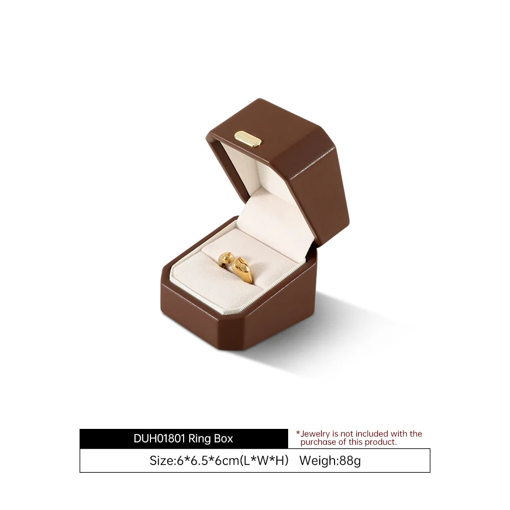 Boîte Cuir Bijoux Bague Boucle Oreille Coffret Cadeau