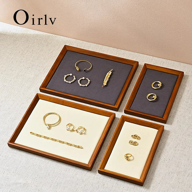 Plateau Bijoux Bois Anneaux Compartiments