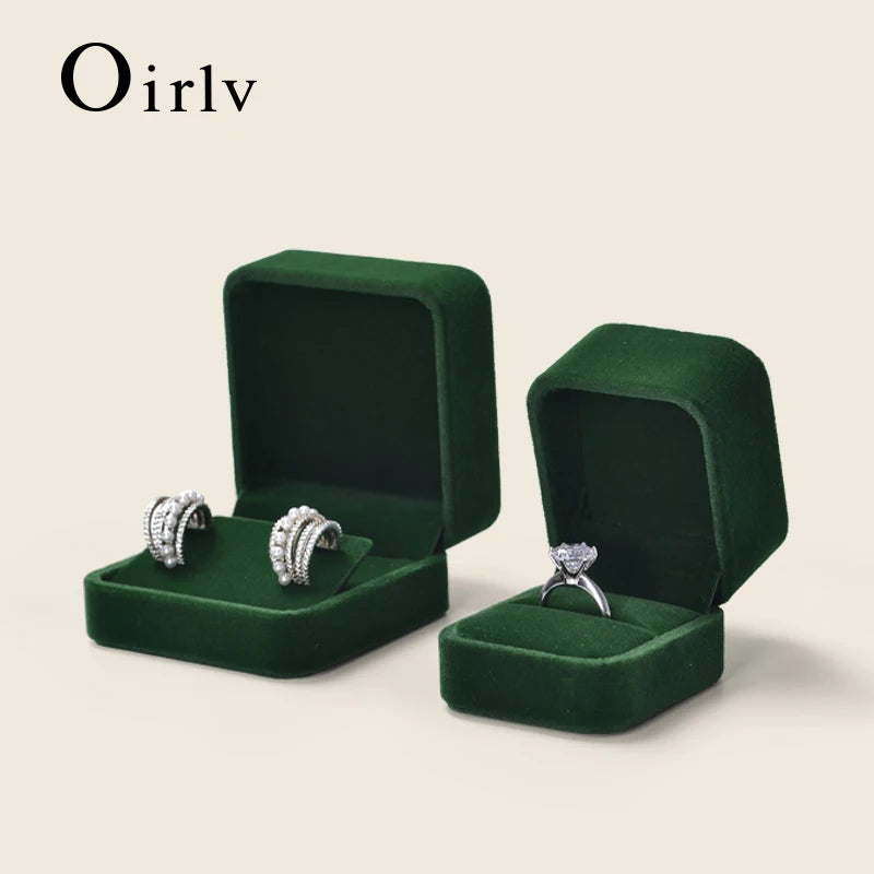 Boîte Bijoux Velours Vert Pierre Précieuse