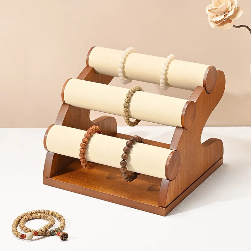 Présentoir Montre Bois 3 Couches Grande Capacité