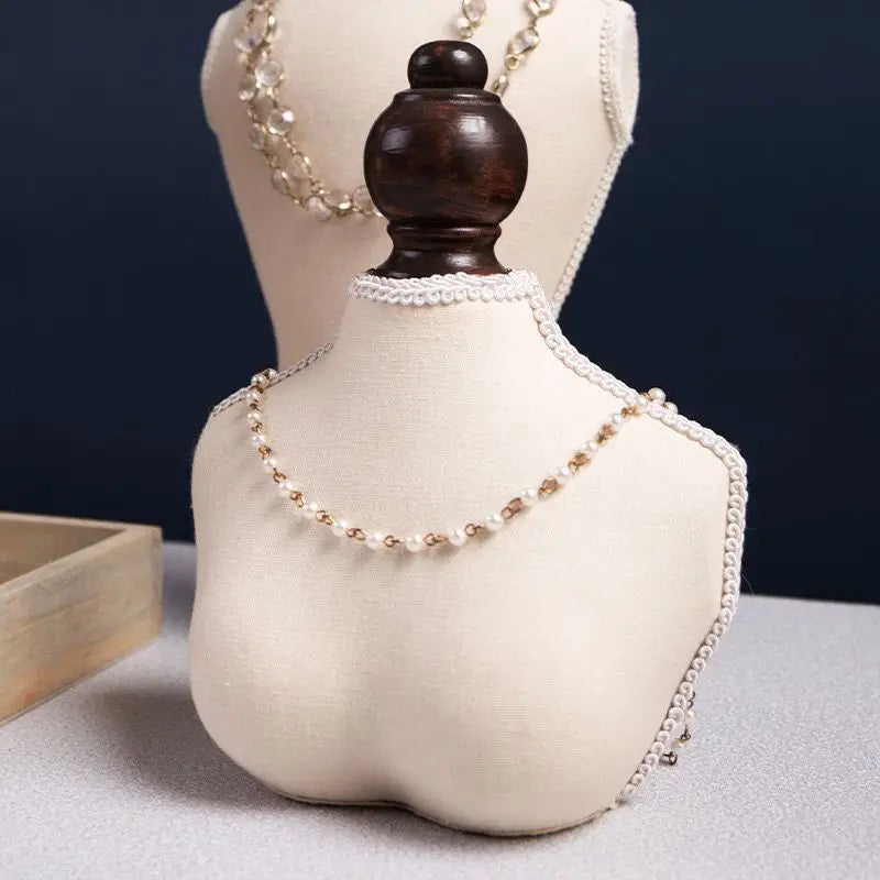 Présentoir Collier Buste Bois Bambou Élégant