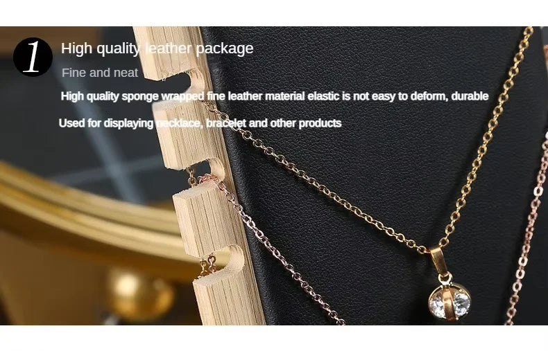 Présentoir Collier Bois Simili Cuir Plat