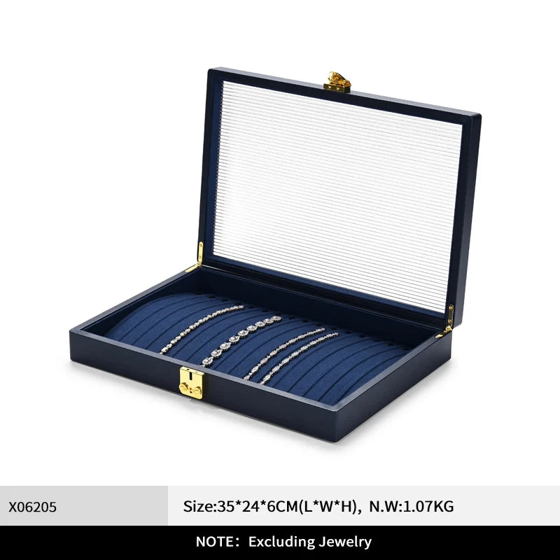Boîte Bijoux Cuir Premium Couvercle Transparent