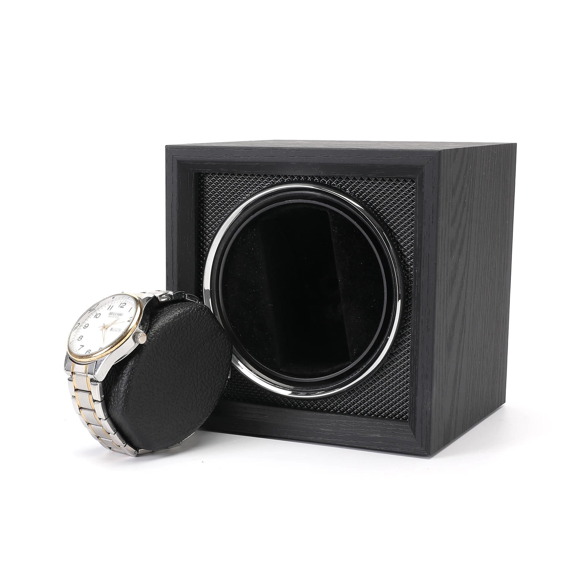 Coffre Fort Montre Bois Rotatif Remontoir LED