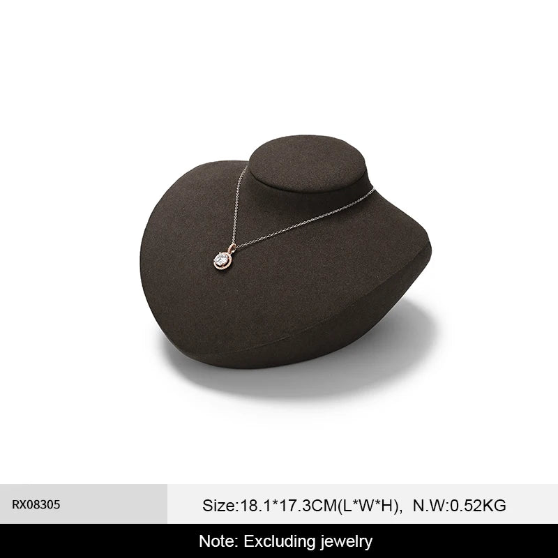 Présentoir Collier Buste Velours Plat 5 Coloris