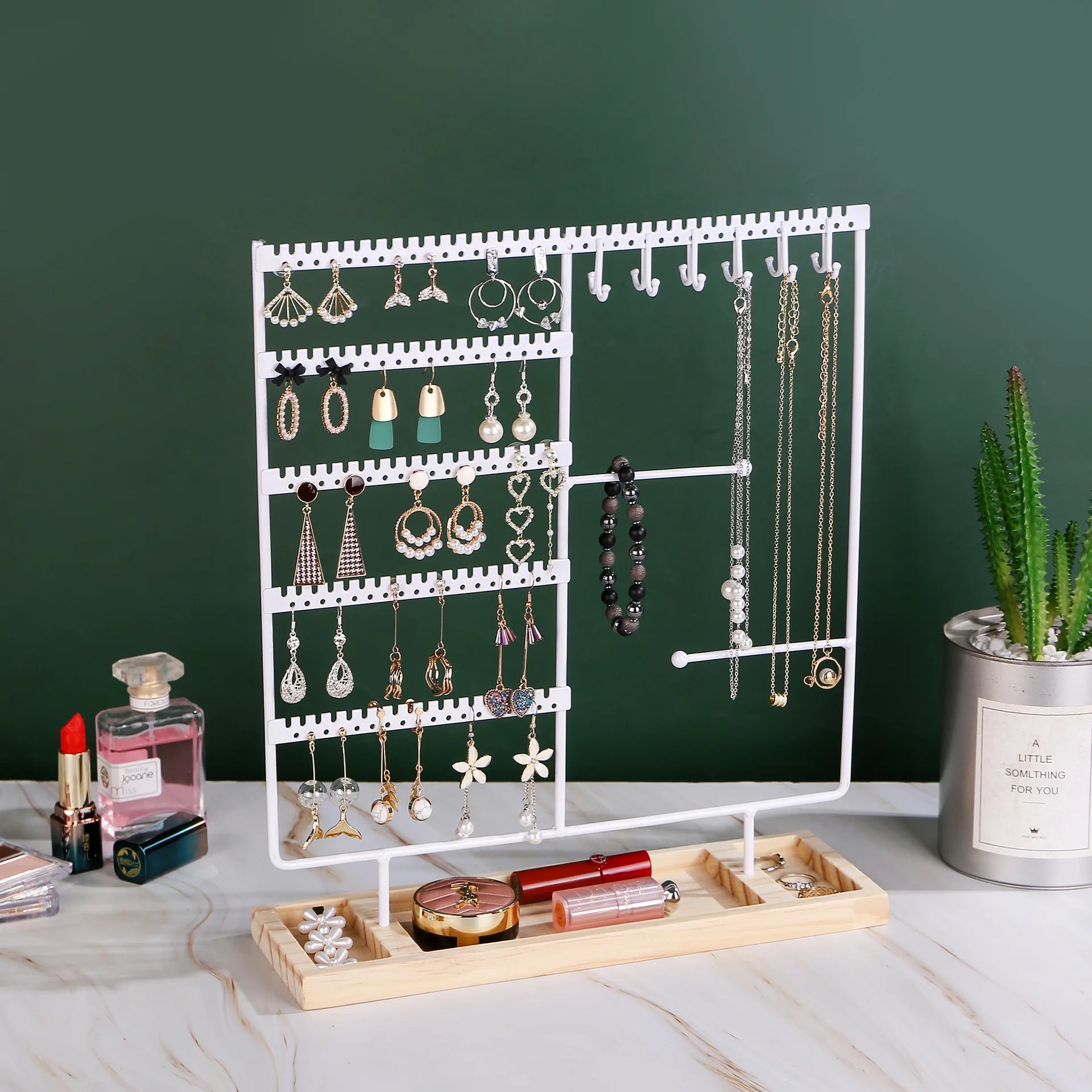 Porte Bijoux Métal Bois Arbre Multifonctionnel