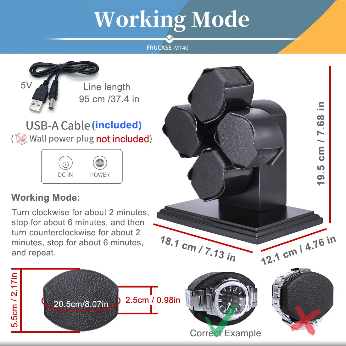 Remontoir Montre Bois 4 Cases USB