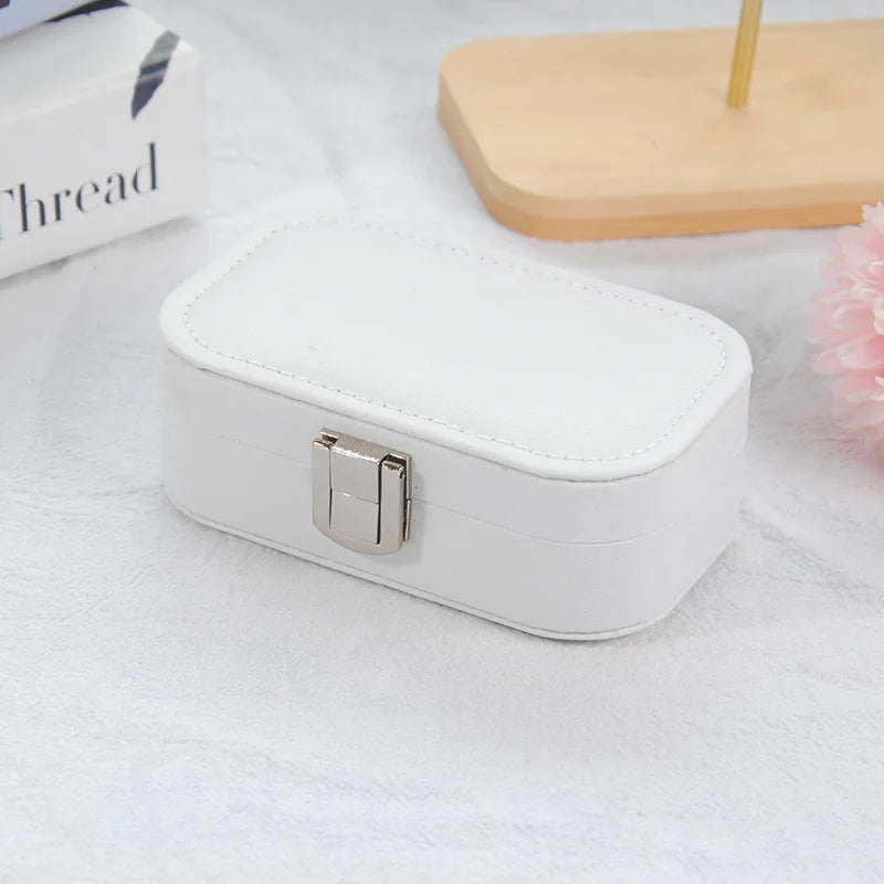 Boîte à Bijoux Cuir PU Velours Portable Bouton