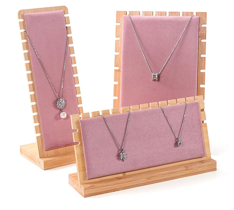 Présentoir Collier Plat Bois Velours