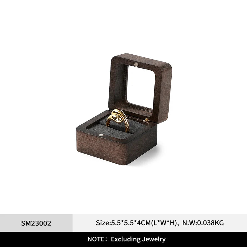 Boîte Bague Bois Fiançailles Cadeau Premium