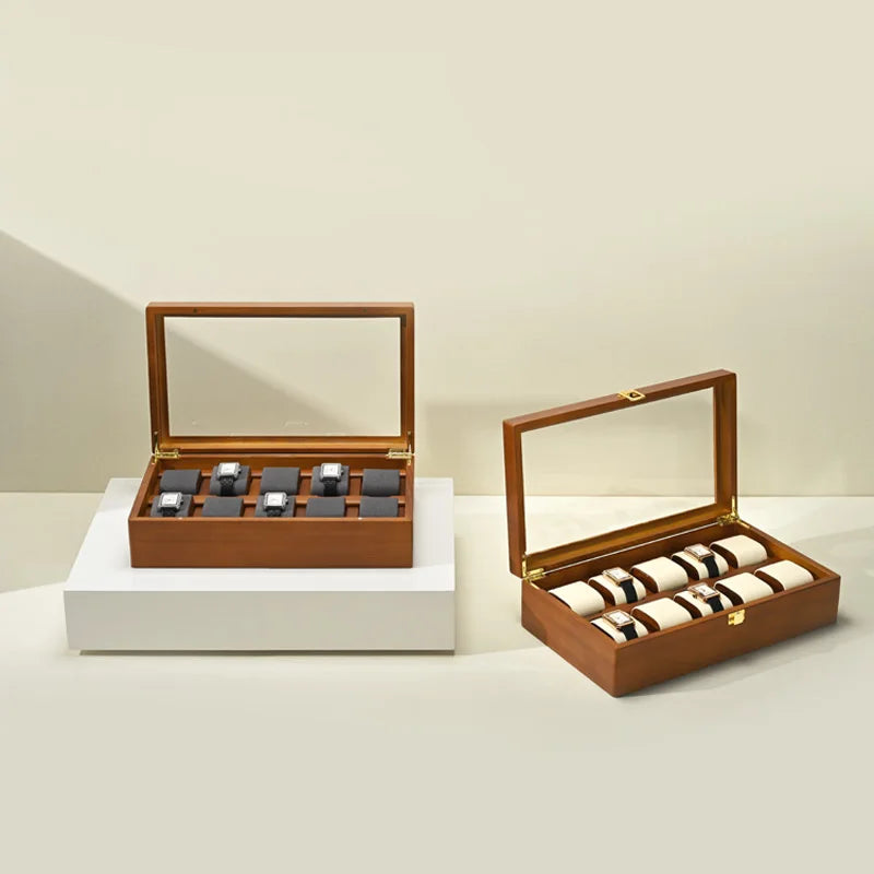 Boite Montre Bois 10 Grilles Vitrine Homme Femme