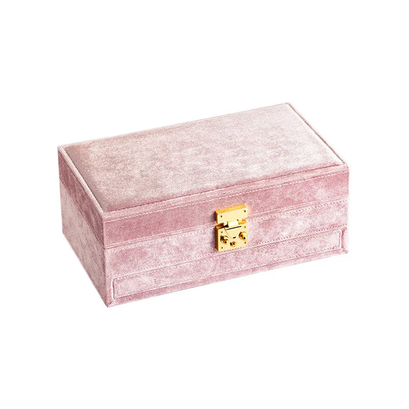 Boîte à Bijoux Velours Double Étage Serrure