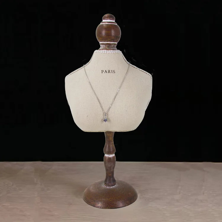 Présentoir Collier Buste Bois Bambou Élégant