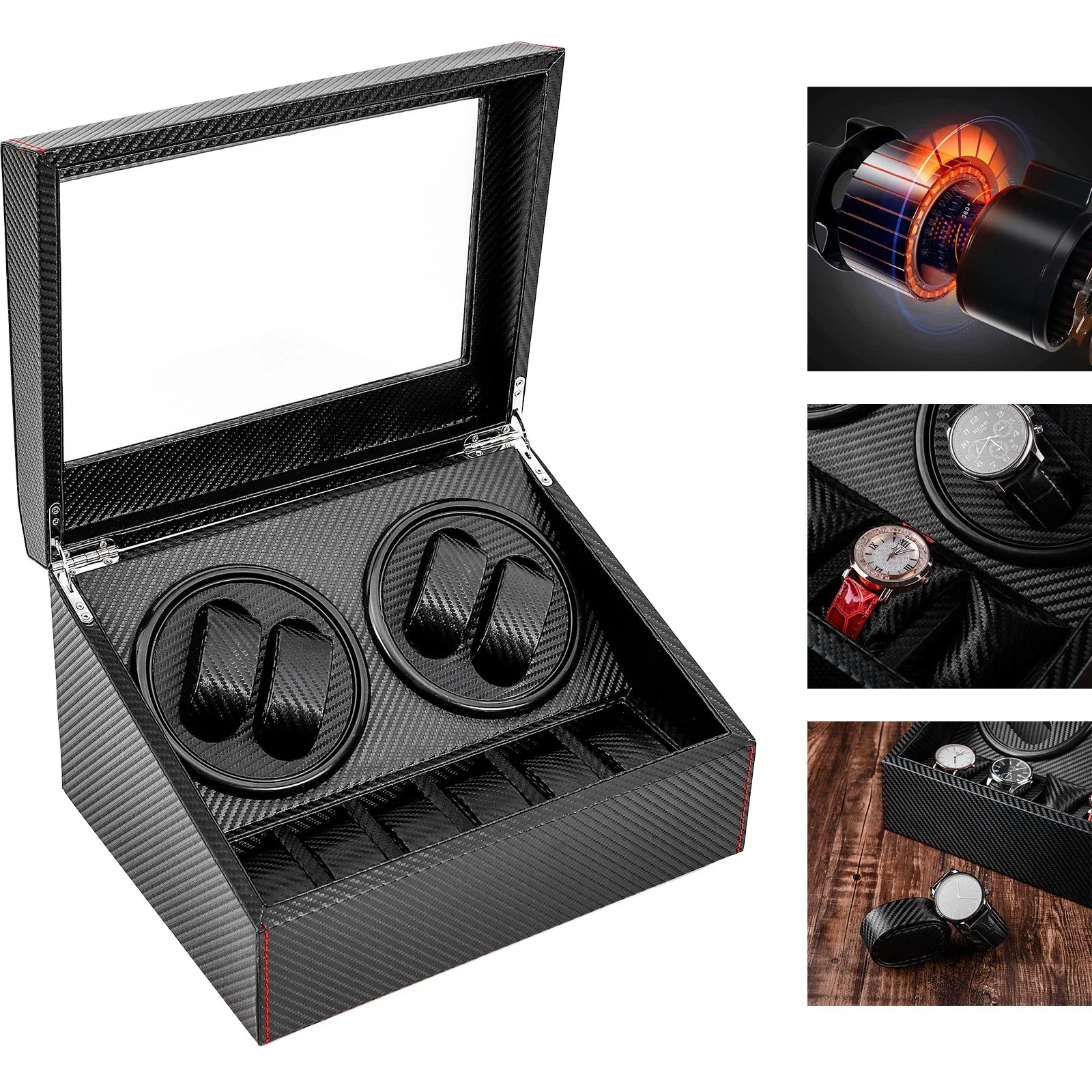 Coffre Fort Montre Cuir Rotatif Remontoir