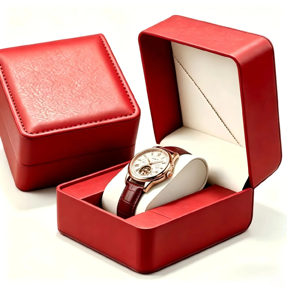 Étui Montre Cuir PU Coussin Coffret Cadeau